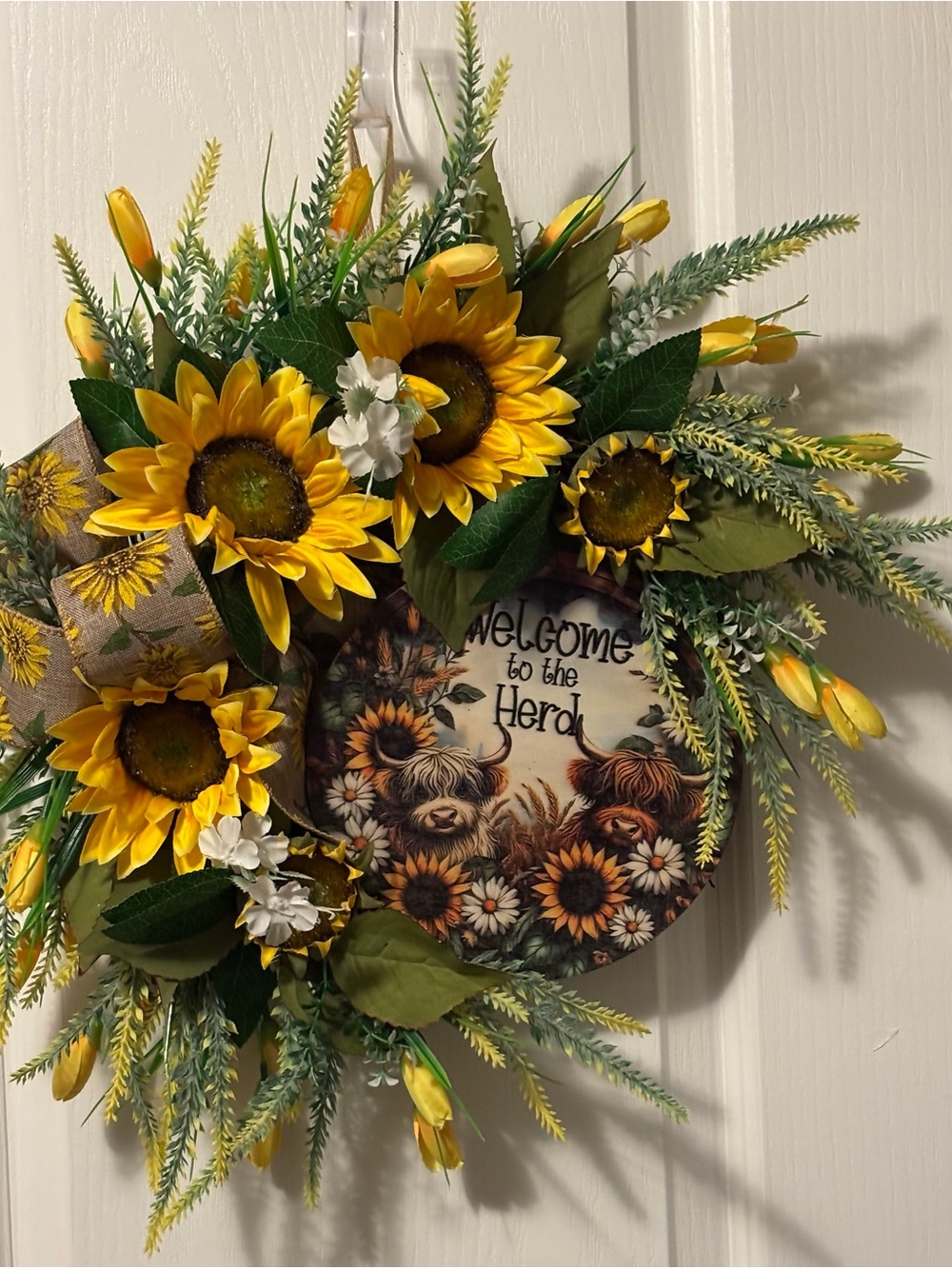 Sunflower Faux Floral Wreath with Yellow Blooms